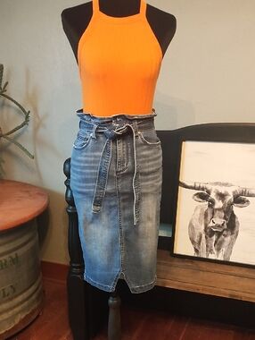 Denim Paper Sack Skirt